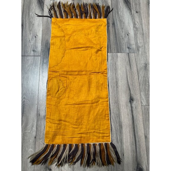 Handwoven Bohemian Runner Rug With Geometric Patterns & Tassels Red Gold Gray - Picture 6 of 6